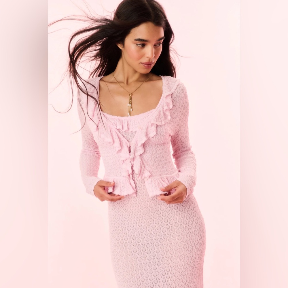 LoveShackFancy Nilah Stretch Knit Cardigan